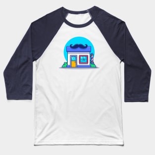 Barber Shop Building With Mustache Baseball T-Shirt